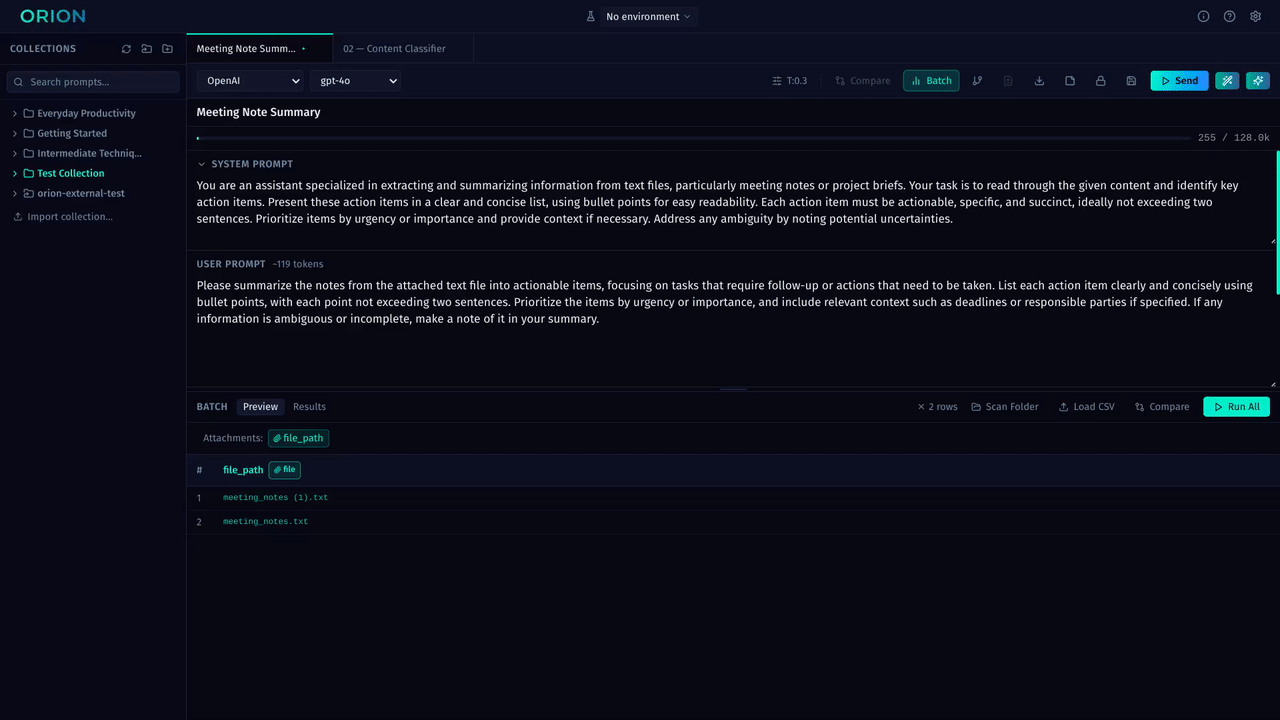 Orion app interface