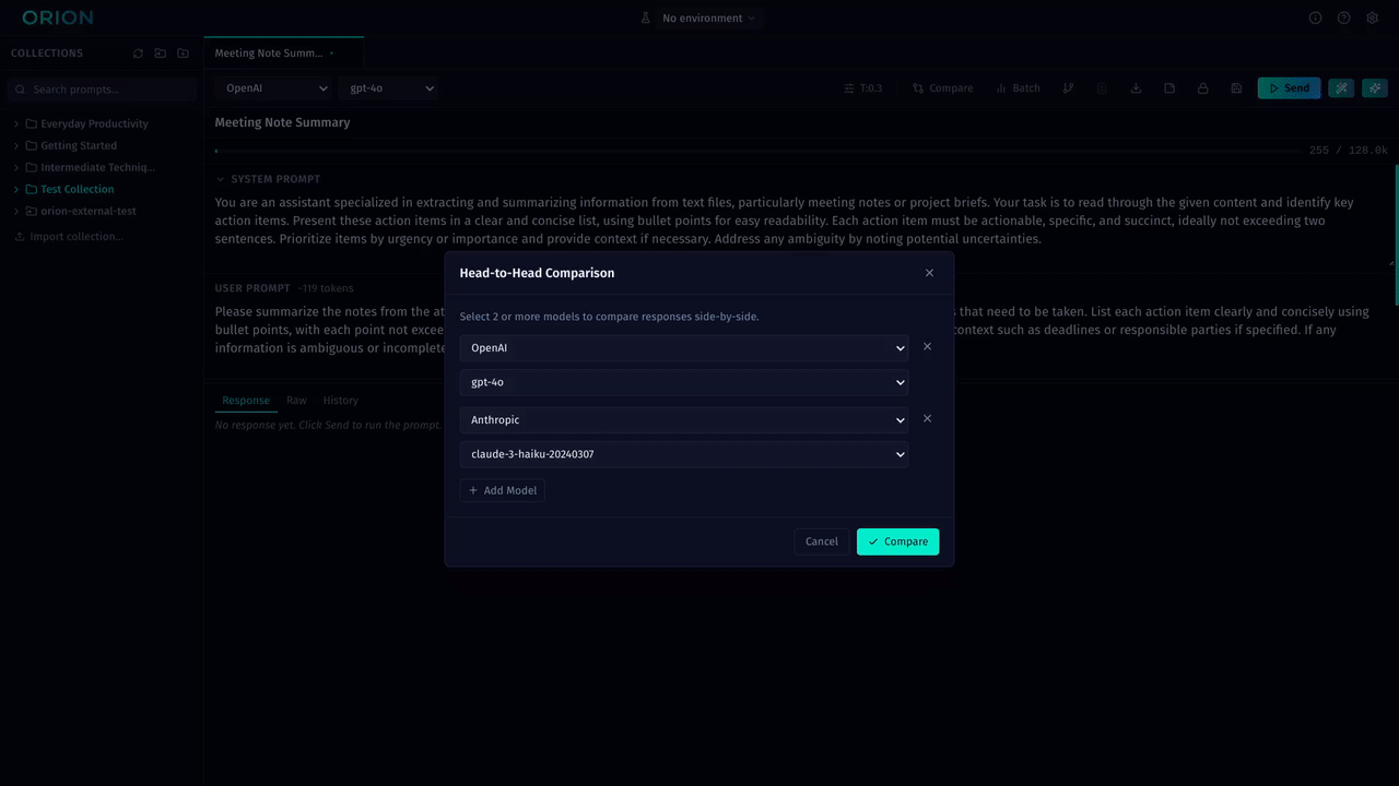 Orion app interface